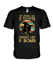 Not Fragile Like A Flower Fragile Like A Bomb V-Neck T-Shirt tile
