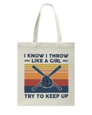 I Know I Fight Like A Girl - Softball Retro Tote Bag tile