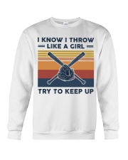 I Know I Fight Like A Girl - Softball Retro Crewneck Sweatshirt tile