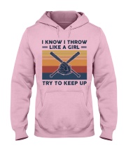 I Know I Fight Like A Girl - Softball Retro Hooded Sweatshirt front