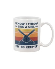 I Know I Fight Like A Girl - Softball Retro Mug tile