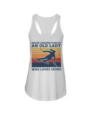 Never Underestimate An Old Lady Who Loves Skiing Ladies Flowy Tank tile