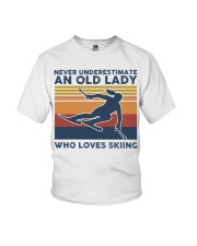 Never Underestimate An Old Lady Who Loves Skiing Youth T-Shirt tile