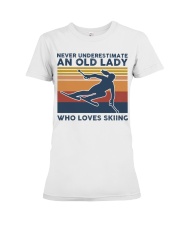 Never Underestimate An Old Lady Who Loves Skiing Premium Fit Ladies Tee tile
