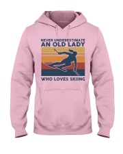 Never Underestimate An Old Lady Who Loves Skiing Hooded Sweatshirt front