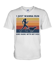 I Just Wanna Run And Hang With My Dog V-Neck T-Shirt tile