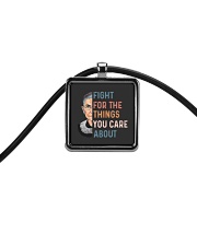 Fight For The Things You Care About Cord Rectangle Necklace tile