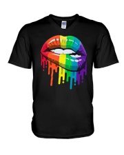 Rainbow Lips V-Neck T-Shirt tile