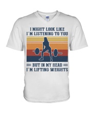 I Might Look Like I'm Listening To You V-Neck T-Shirt tile