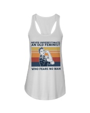 Never Underestimate An Old Feminist Ladies Flowy Tank tile