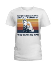 Never Underestimate An Old Feminist Ladies T-Shirt tile