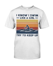 I Know I Swim Like A Girl - Swimming Retro Classic T-Shirt tile