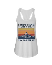 I Know I Swim Like A Girl - Swimming Retro Ladies Flowy Tank tile
