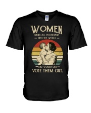 Women Belong All Politicans Into The World V-Neck T-Shirt tile