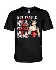 WW Not Fragile Like A Flower Fragile Like A Bomb V-Neck T-Shirt tile