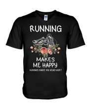 Running Makes Me Happy Humans Make My Head Hurt V-Neck T-Shirt tile