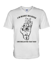 I'm Blunt Because God Rolled Me That Way V-Neck T-Shirt tile
