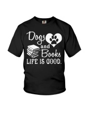 Dogs And Books Life Is Good Youth T-Shirt tile