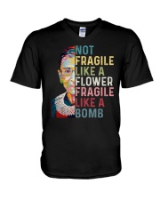 RBG Not Fragile Like A Flower Fragile Like A Bomb V-Neck T-Shirt tile