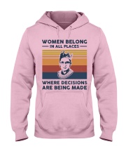 RBG - Women Belong In All Places Retro Hooded Sweatshirt front