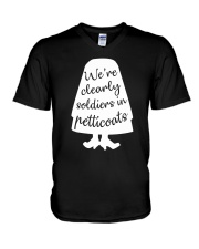 We're Clearly Soldiers In Petticoats V-Neck T-Shirt tile