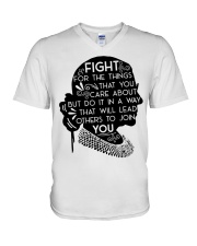 RBG Fight For The Things That You Care About V-Neck T-Shirt tile