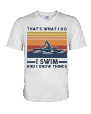 I Swim And I Know Things - Retro V-Neck T-Shirt tile