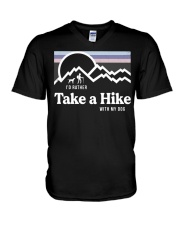 I'd Rather Take A Hike With My Dog V-Neck T-Shirt tile