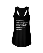 Dog Loving Coffee Drinking Book Reading Feminist Ladies Flowy Tank tile