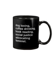 Dog Loving Coffee Drinking Book Reading Feminist Mug tile