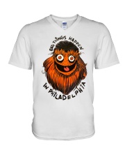 ''Bad Things Happen In Philly'' Gritty V-Neck T-Shirt tile