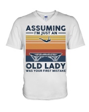 Assuming I'm Just An Old Lady - Trampolining Retro V-Neck T-Shirt tile