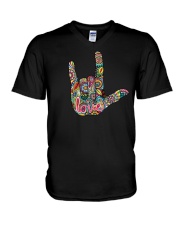 I Love You Hippie Hand Sign V-Neck T-Shirt tile