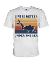 Life Is Better Under The Sea - Scuba Diving V-Neck T-Shirt tile