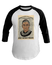 RBG Newspaper Women Belong In All Places Baseball Tee tile