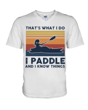 I Paddle And I Know Things - Retro V-Neck T-Shirt tile
