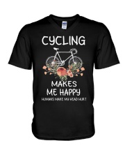 Cycling Makes Me Happy Humans Make My Head Hurt V-Neck T-Shirt tile