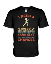 I Need A Timeout Send Me Running V-Neck T-Shirt tile