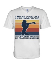 I Might Look Like I'm Listening To You - Boxing V-Neck T-Shirt tile