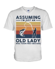 Assuming I'm Just An Old Lady - Fishing V-Neck T-Shirt tile