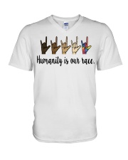 Humanity Is Our Race V-Neck T-Shirt tile