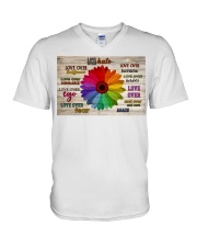Love Over Hate Daisy V-Neck T-Shirt tile