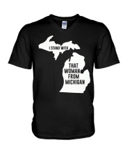 I Stand With That Woman From Michigan V-Neck T-Shirt tile
