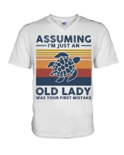 Assuming I'm Just An Old Lady - Turtle V-Neck T-Shirt tile