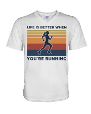 Life Is Better When You're Running V-Neck T-Shirt tile