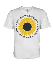She Is A Wildflower V-Neck T-Shirt tile