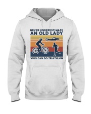 Never Underestimate An Old Lady - Triathlon Retro Hooded Sweatshirt tile