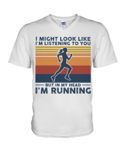 I Might Look Like I'm Listening To You - Running V-Neck T-Shirt tile