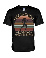 Life Is Good Running Makes It Better V-Neck T-Shirt tile
