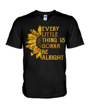 Every Little Thing Is Gonna Be Alright Sunflower V-Neck T-Shirt tile